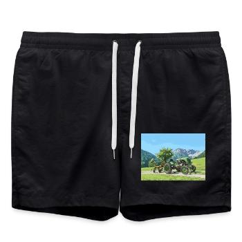 Tracteur Vintage Vert Paysage Alpin 15er Steyr - Short de bain - noir - Devant - AI Model Male 185 light (185cm)