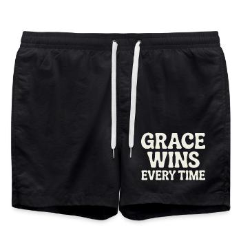 Jesus Christlich Glaube Grace Wins Every Time - Badeshorts - Schwarz - Vorne - AI Model Male 185 light (185cm)