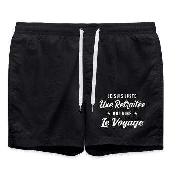 Retired Traveler Who Loves Travel - Swim Trunks - black - Front - AI Model Male 185 light (185cm)