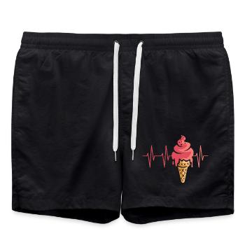 crème glacée battement de cœur dessin animé conception - Short de bain - noir - Devant - AI Model Male 185 light (185cm)