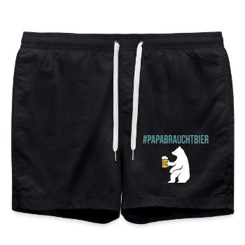 Amateur de bière PAPABRAUCHT bière Funny - Short de bain - noir - Devant - AI Model Male 185 light (185cm)