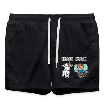 Steinbock - Kein Bock - Achtung Flachwitz! - Badeshorts - Schwarz - Vorne - AI Model Male 185 light (185cm)