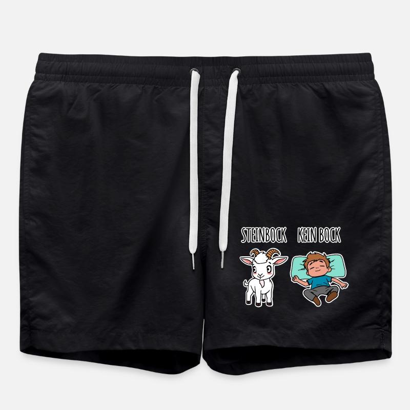 Steinbock - Kein Bock - Achtung Flachwitz! - Badeshorts - Schwarz