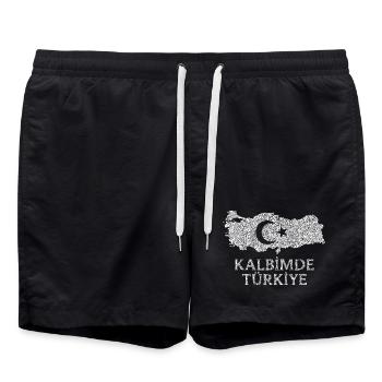 Kalbimde Türkiye Flag - Swim Trunks - black - Front - AI Model Male 185 light (185cm)