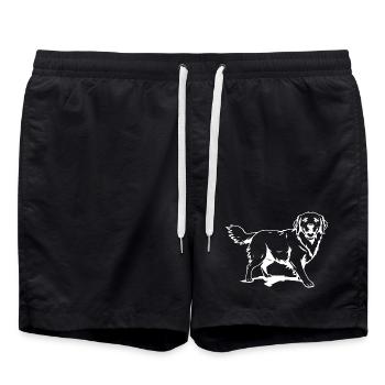Golden Retriever Hunde T-shirt Hundeshirt Geschenk - Badeshorts - Schwarz - Vorne - AI Model Male 185 light (185cm)