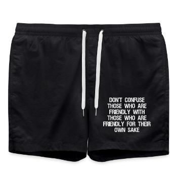 don't confuse those who are friendly with those - Swim Trunks - black - Front - AI Model Male 185 light (185cm)