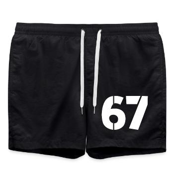 Fun 67 Zahl 6-7 6 7 Sechs Sieben - Badeshorts - Schwarz - Vorne - AI Model Male 185 light (185cm)