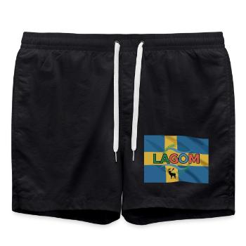 Lagom, Suède - Short de bain - noir - Devant - AI Model Male 185 light (185cm)