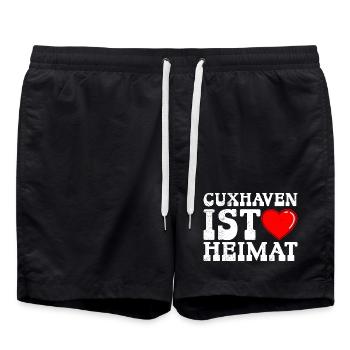 North Sea Holidays CUXHAVEN IS HOME Funny - Swim Trunks - black - Front - AI Model Male 185 light (185cm)