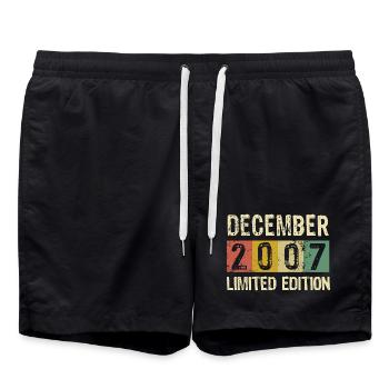 Limited Edition December 2007 Geburtstag Geschenk - Badeshorts - Schwarz - Vorne - AI Model Male 185 light (185cm)