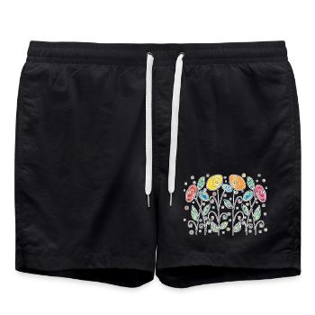 Blumen - Badeshorts - Schwarz - Vorne - AI Model Male 185 light (185cm)