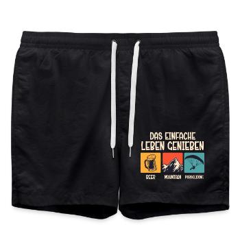Paraglider ENJOY THE SIMPLE LIFE Funny - Swim Trunks - black - Front - AI Model Male 185 light (185cm)