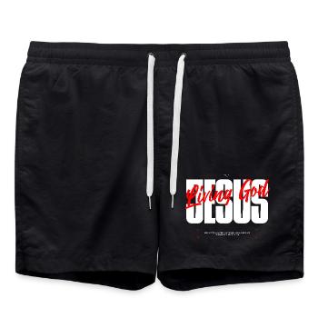 Lebender Gott Typografie Tee - Badeshorts - Schwarz - Vorne - AI Model Male 185 light (185cm)