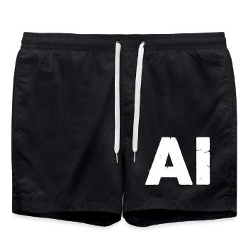 AI Artificial Intelligence Text Grunge Vektor - Badeshorts - Schwarz - Vorne - AI Model Male 185 light (185cm)