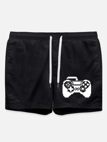 Game Controller Pixel Graphics - Swim Trunks - black