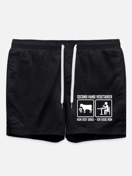 Second Hand Vegetarier – Lustiges Fleisch Design - Badeshorts - Schwarz