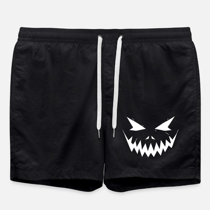 Halloween Face Jagged Smile - Swim Trunks - black