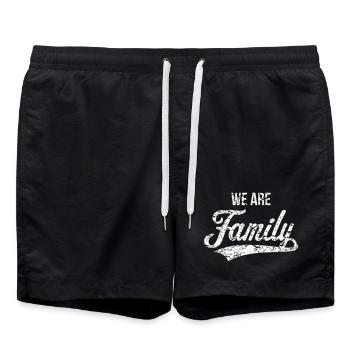 We Are Family (Familie Vater Mutter / Vintage / W) - Badeshorts - Schwarz - Vorne - AI Model Male 185 light (185cm)