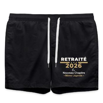 Retraité 2026 – Humour Retraite - Short de bain - noir - Devant - AI Model Male 185 light (185cm)