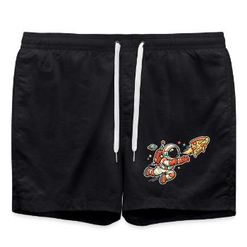 Astronaut auf Pizza-Jagd - Badeshorts - Schwarz - Vorne - AI Model Male 185 light (185cm)
