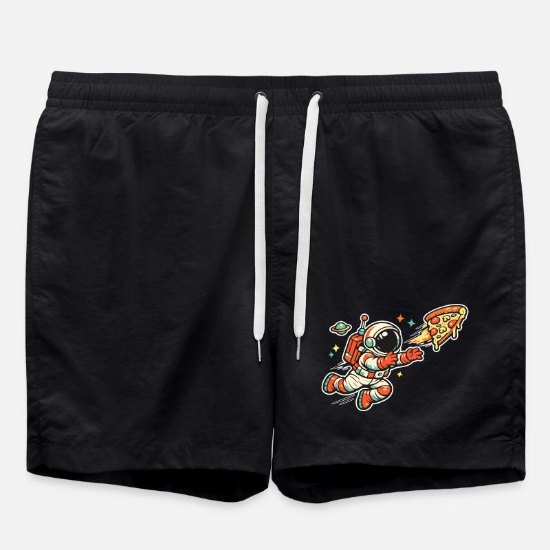 Astronaut on a pizza hunt - Swim Trunks - black