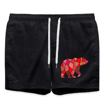 Geometrischer Bär aus Mosaik - Badeshorts - Schwarz - Vorne - AI Model Male 185 light (185cm)