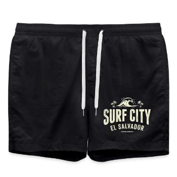 Surf City El Salvador Vintage - Swim Trunks - black - Front - AI Model Male 185 light (185cm)