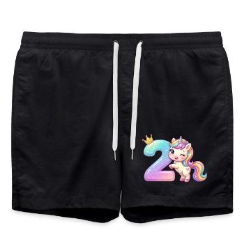 Je suis 2 filles licornes Kawaii Anniversaire - Short de bain - noir - Devant - AI Model Male 185 light (185cm)
