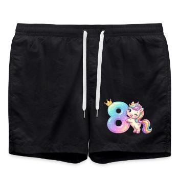 J’ai 8 ans d’anniversaire de la Fille Licorne Kawaii - Short de bain - noir - Devant - AI Model Male 185 light (185cm)
