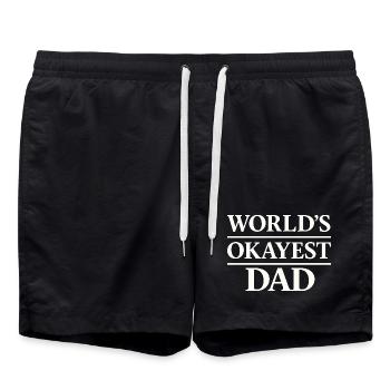 Worlds Okayest Dad Shirt Funny Fathers Day Gift - Badeshorts - Schwarz - Vorne - AI Model Male 185 light (185cm)