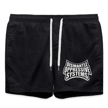 Dismantle Oppressive Systems Aktivismus Statement - Badeshorts - Schwarz - Vorne - AI Model Male 185 light (185cm)