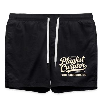 Playlist Curator | Road trip music vibe - Swim Trunks - black - Front - AI Model Male 185 light (185cm)