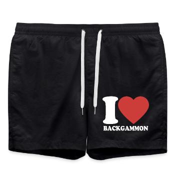 J’adore le backgammon | Jeu de société | Don - Short de bain - noir - Devant - AI Model Male 185 light (185cm)