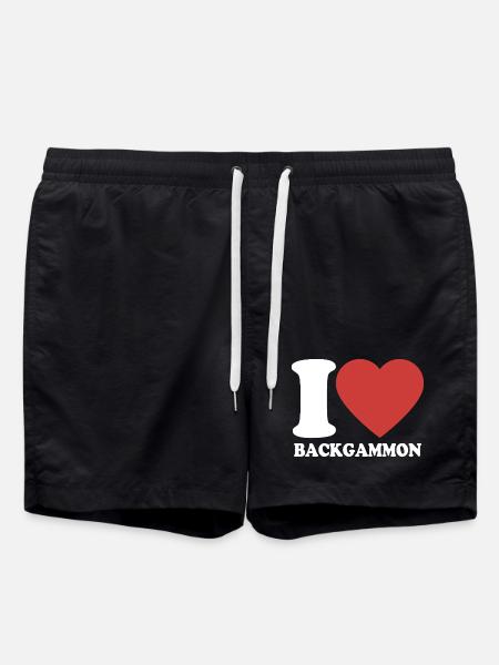 I love Backgammon | Board Game | Gift - Swim Trunks - black