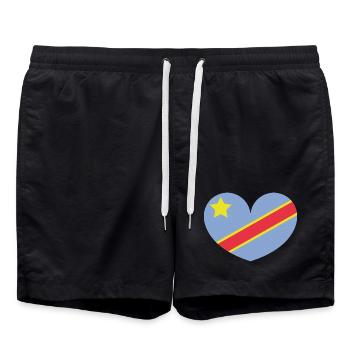 Drapeau du cœur du Congo - Short de bain - noir - Devant - AI Model Male 185 light (185cm)