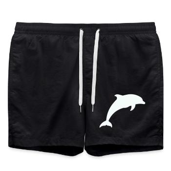 Glowing Dolphin Silhouette - Swim Trunks - black - Front - AI Model Male 185 light (185cm)