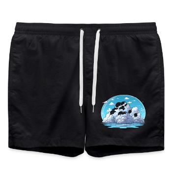 Cloud Island by the Sea - Swim Trunks - black - Front - AI Model Male 185 light (185cm)