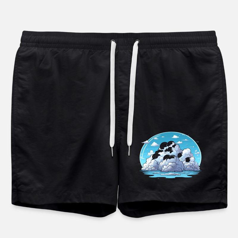 Wolkeninsel am Meer - Badeshorts - Schwarz