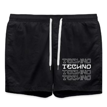 Conception de logo en typographie techno-moderne - Short de bain - noir - Devant - AI Model Male 185 light (185cm)
