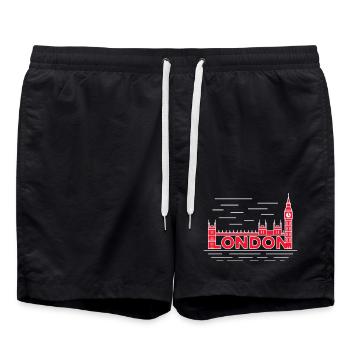 London Skyline Fettrot - Badeshorts - Schwarz - Vorne - AI Model Male 185 light (185cm)