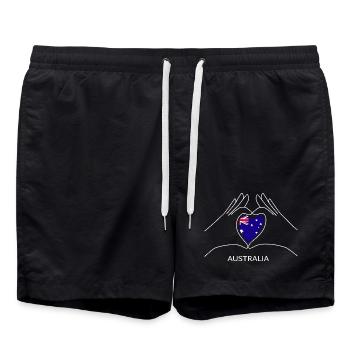 Cœur de l’Australie avec drapeau australien Australie - Short de bain - noir - Devant - AI Model Male 185 light (185cm)