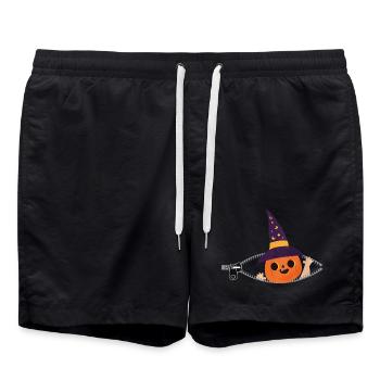 Citrouille Sorcière Nuit Étoilée - Short de bain - noir - Devant - AI Model Male 185 light (185cm)