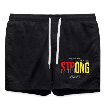 Stay Strong Typo with Confidence - Swim Trunks - black - Front - AI Model Male 185 light (185cm)