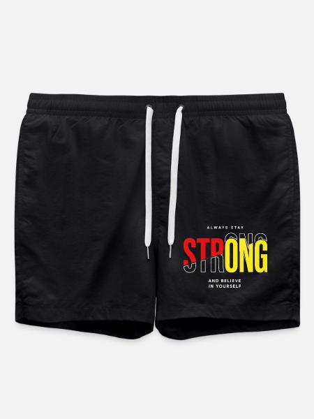 Stay Strong Typo with Confidence - Swim Trunks - black