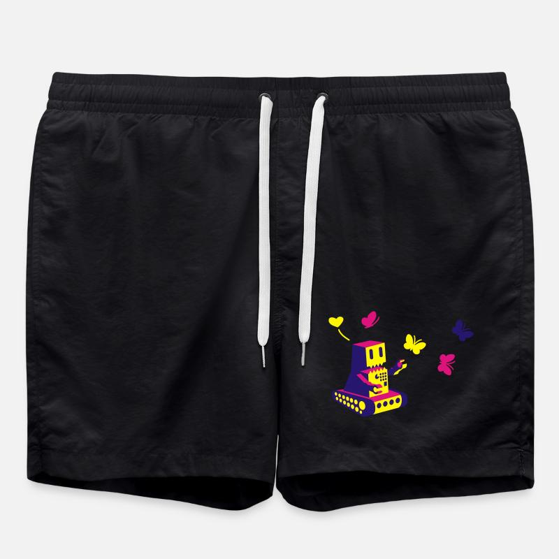 robot loves butterflies - Swim Trunks - black