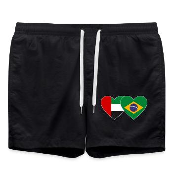 United Arab Emirates Brazil Flag Heart - Swim Trunks - black - Front - AI Model Male 185 light (185cm)