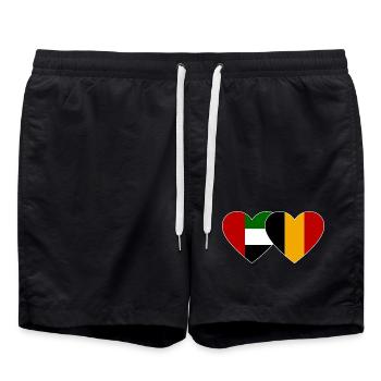 United Arab Emirates Belgium Flag Heart - Swim Trunks - black - Front - AI Model Male 185 light (185cm)