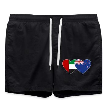 Vereinigte Arabische Emirate Neuseeland Flagge - Badeshorts - Schwarz - Vorne - AI Model Male 185 light (185cm)