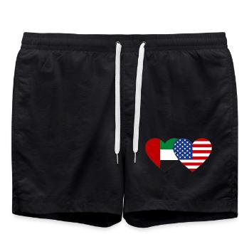 Vereinigte Arabische Emirate USA Flagge Herz - Badeshorts - Schwarz - Vorne - AI Model Male 185 light (185cm)