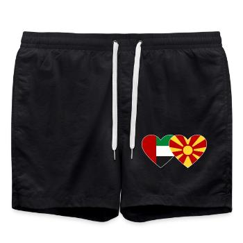 Émirats arabes unis Drapeau de la Macédoine - Short de bain - noir - Devant - AI Model Male 185 light (185cm)